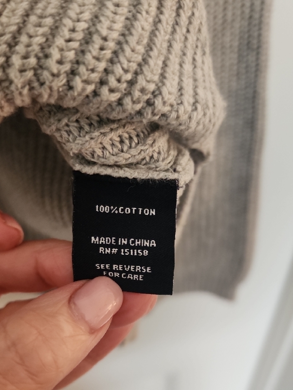 525 America 100% Cotton  Light Gray Rib-Knit Crewneck Sweater - Picture 4 of 6